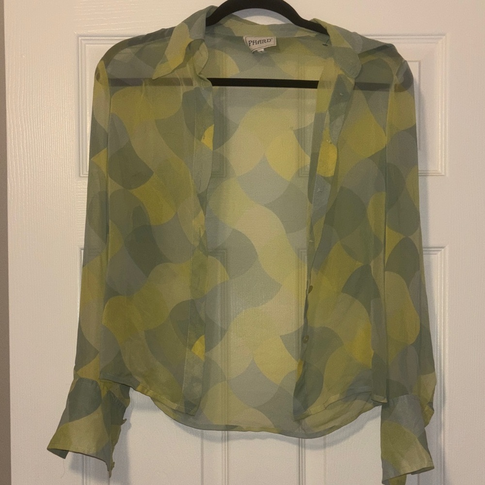 Phard Sheer Blouse - Green and Yellow